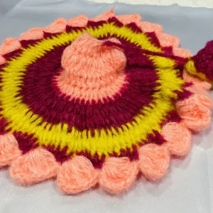 Pink Yellow With Peach Looking Amazing Woolen Winter Laddu Gopal Ji Dresses