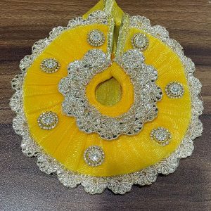 Yellow Color With Golden Lace on Border Laddu Gopal Ji Dress