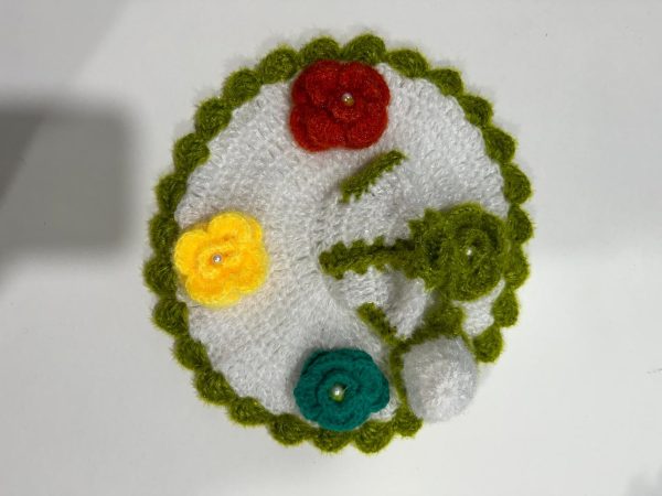 Mehndi Color Border With Multi Color Floral Woolen Laddu Gopal Ji Dresses