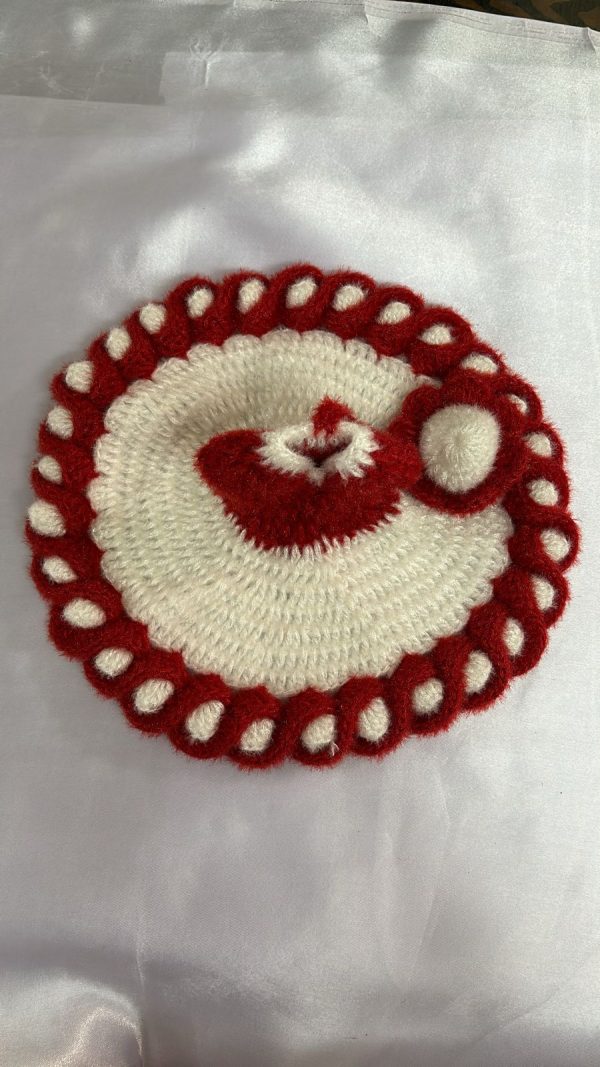 White And Red Color Pretty Design Woolen Laddu Gopal Ji Dresses