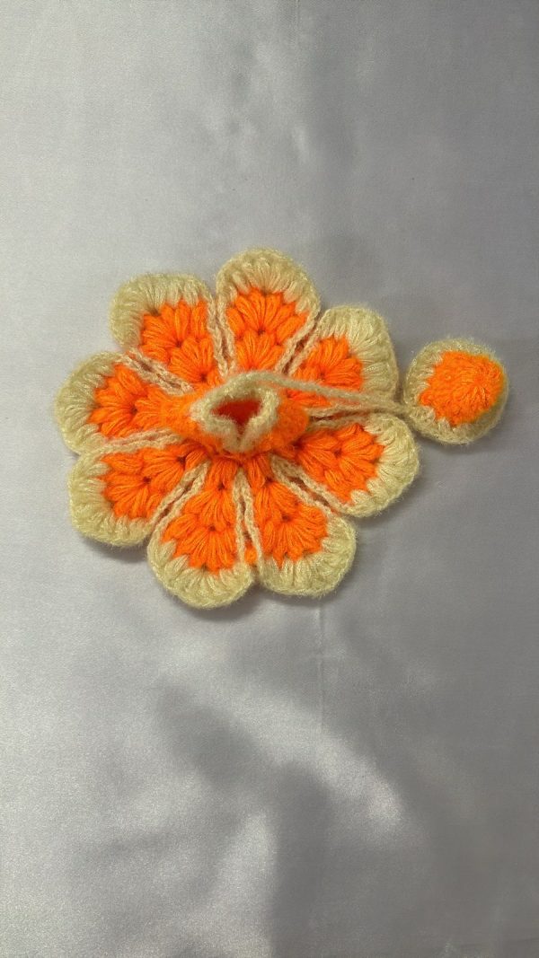 White Orange Floral Woolen Laddu Gopal Ji Dresses