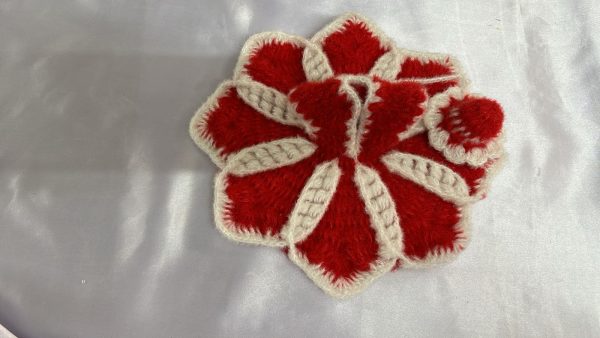 White and Red Color Woolen Laddu Gopal Ji Dresses