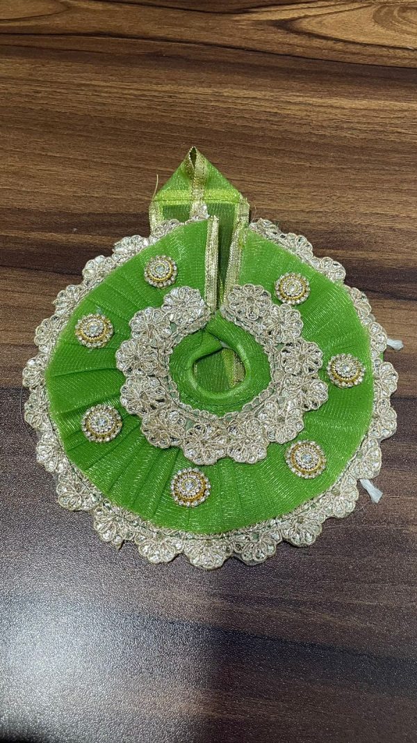 Green Color With Golden Lace