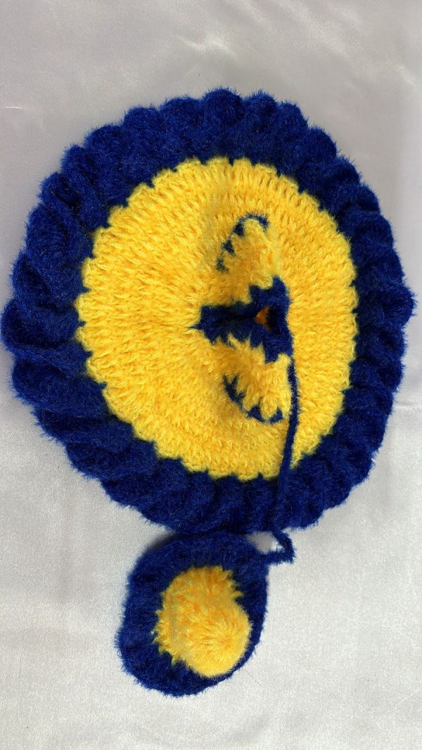 Cream Color With Blue Border Woolen Laddu Gopal Ji Dresses