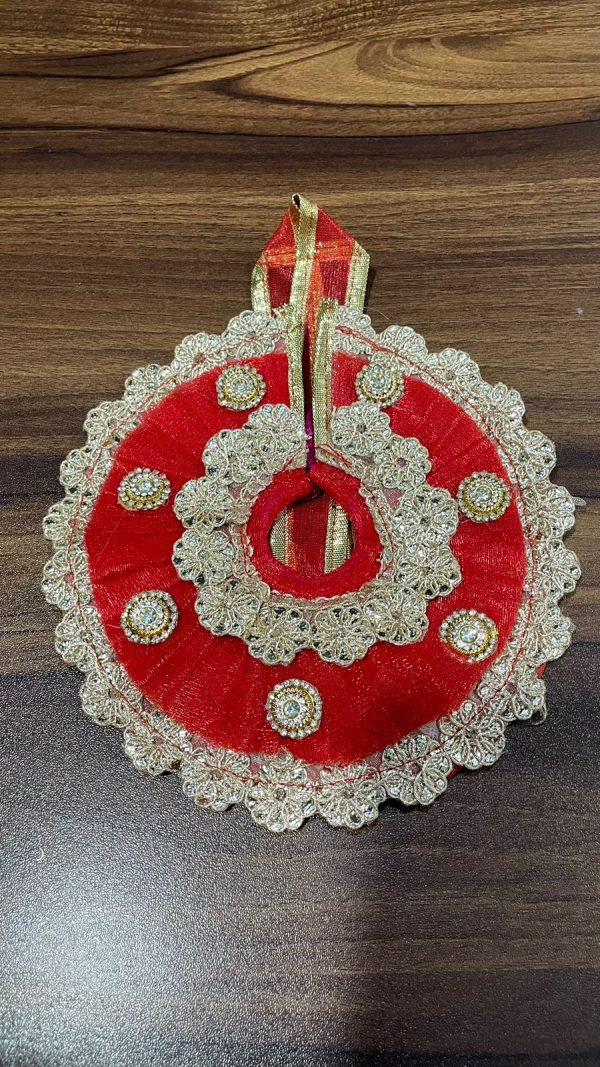 Red Color With Golden Lace on Border Laddu Gopal Ji Dress