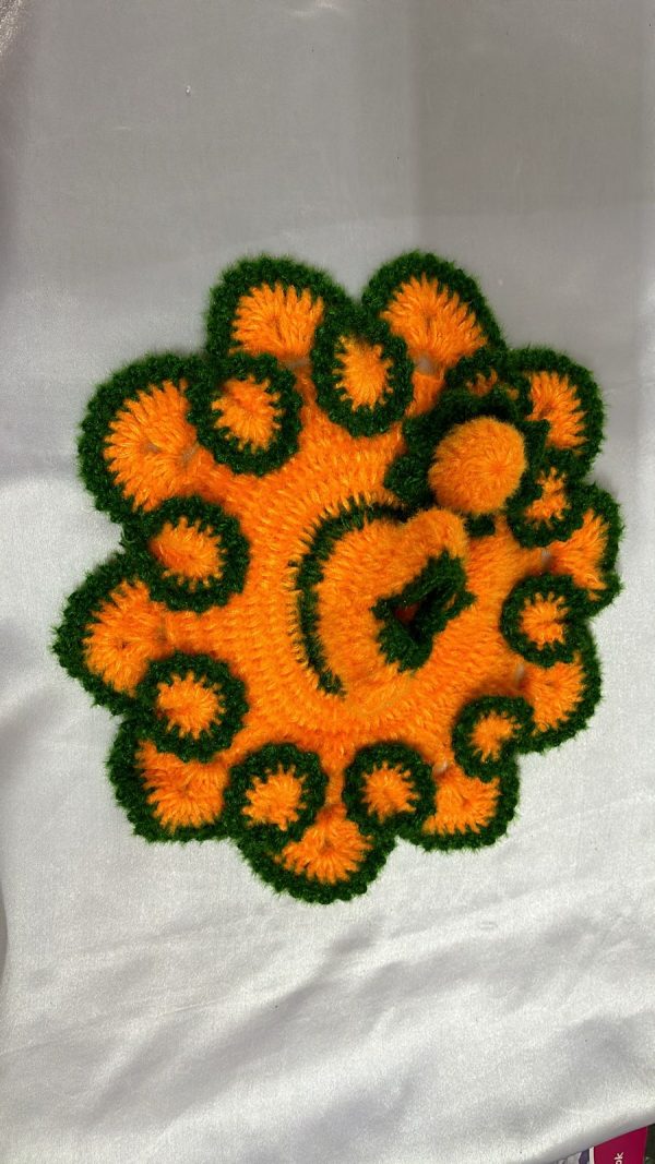 Green and Orange Color With Beautiful Design Woolen Laddu Gopal Ji Dresses