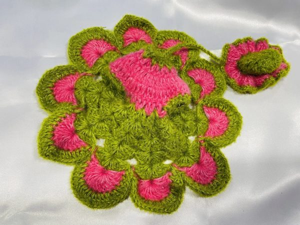 Floral Style With Pink and Parrot Color Woolen Winter Laddu Gopal Ji Dresses