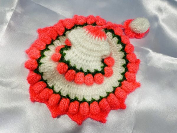 Peach White and Green Color Woolen Winter Laddu Gopal Ji Dresses