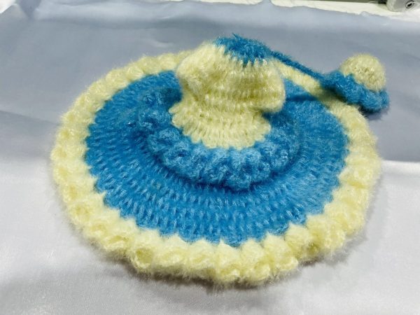 SkyBlue With White Border Woolen Winter Laddu Goapl Ji Dresses