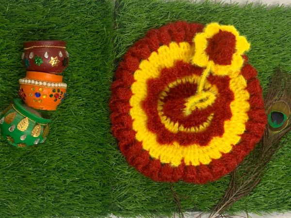 Red and Yellow Woolen Winter Laddu Gopal Ji Dresses