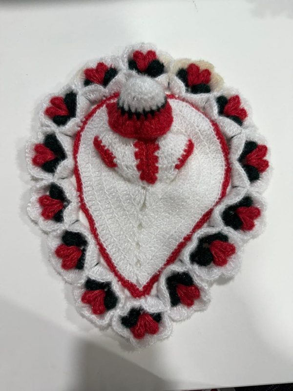 White, Red and Green Color With Mango Design Woolen Laddu Gopal Ji Dresses