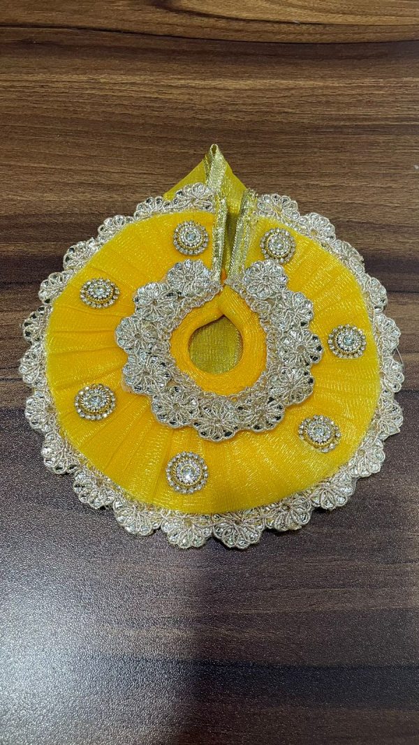 Yellow Color With Golden Lace on Border Laddu Gopal Ji Dress