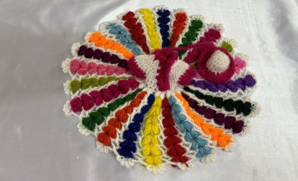 Multi Color With White Border Woolen Laddu Gopal Ji Dresses