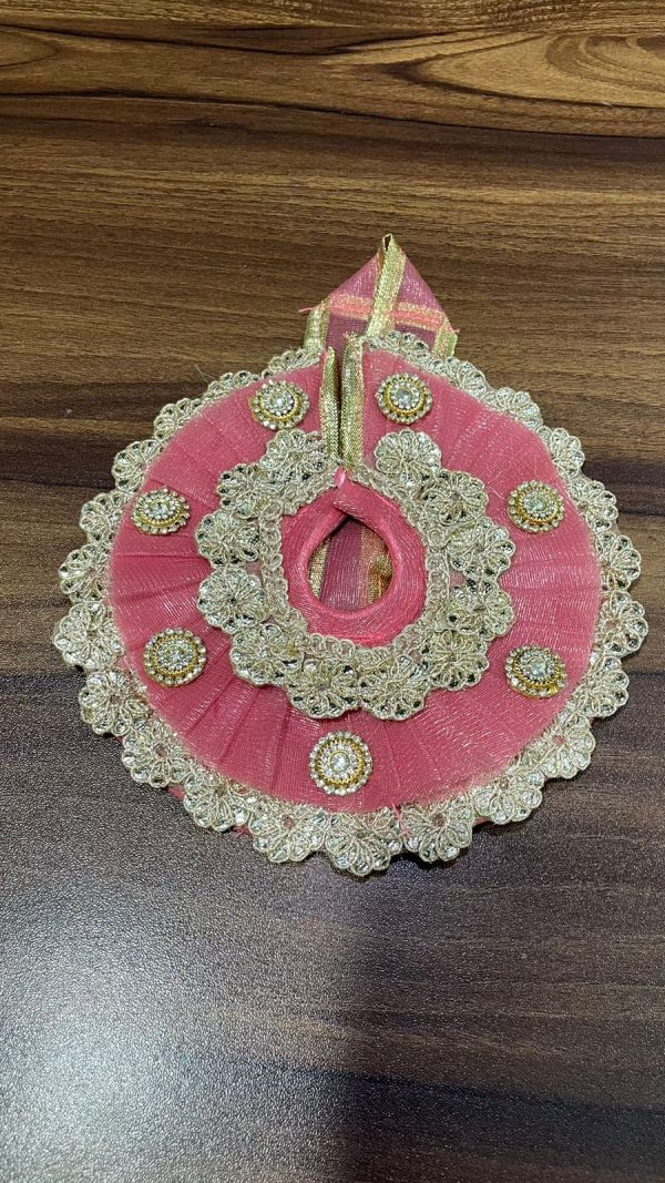Light Pink Color With Golden Lace on Border Laddu Gopal Ji Dress
