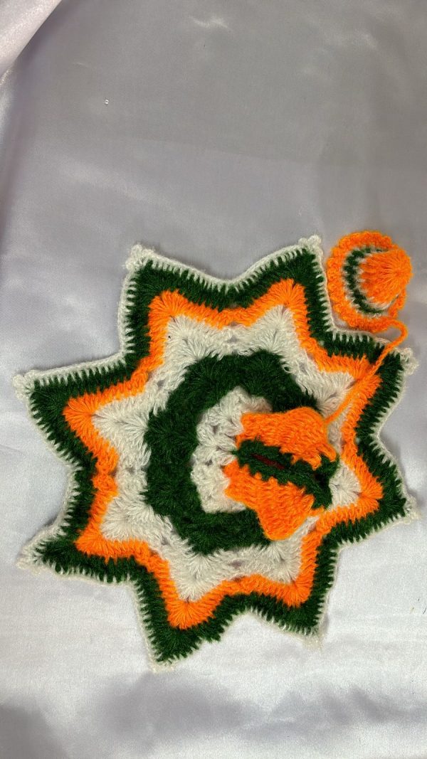 Indian Flag Colors( White, Orange and Green) With Star Woolen Design laddu Gopal Ji Dresses