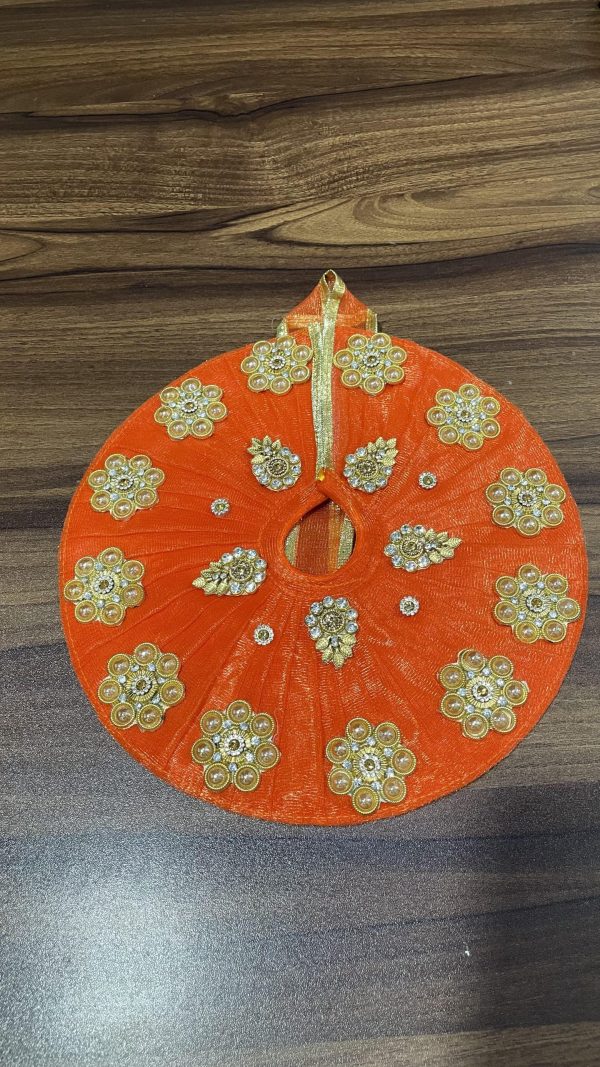 Orange With Golden Patches Laddu Gopal Ji Dress