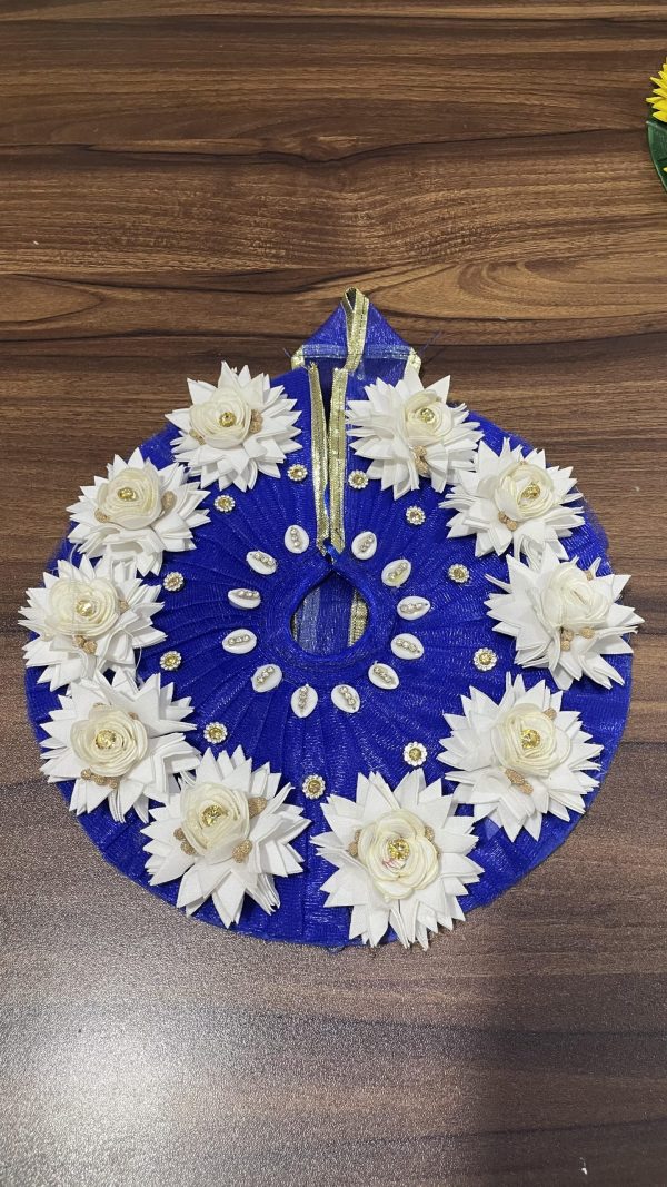 Blue With White Flowers Laddu Gopal Ji Dress