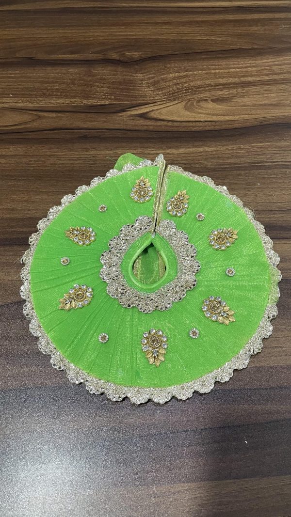 Green Color With Lace on Border Laddu Gopal Ji Dress