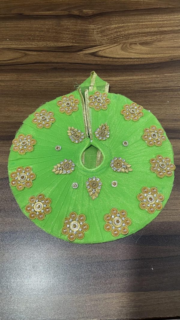 Green With Golden Patch Laddu Gopal Ji Dress