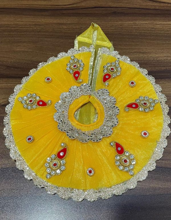 Yellow Color With Lace on Border Laddu Gopal Ji Dress