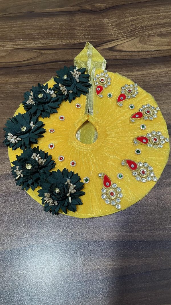 Yellow With Green Flower Laddu Gopal Ji Dresses