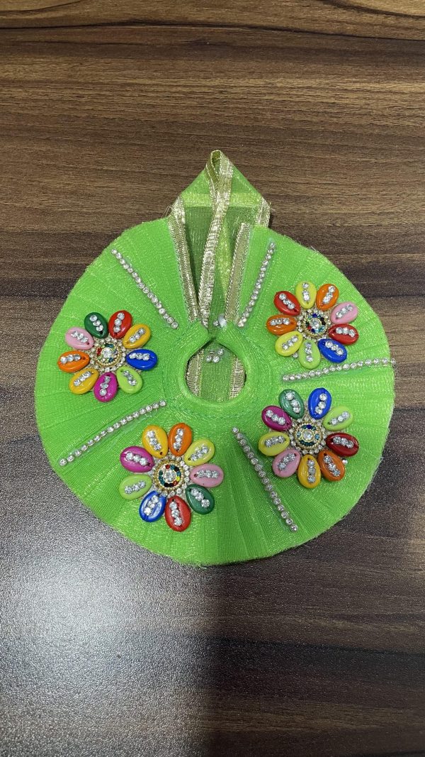 Green With Multi Color Shells Laddu Gopal Ji Dresses