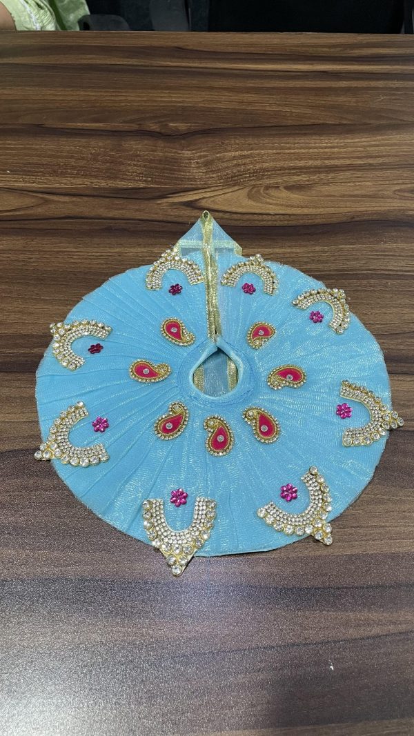 Sky Blue With Golden Work Laddu Gopal Ji Dress