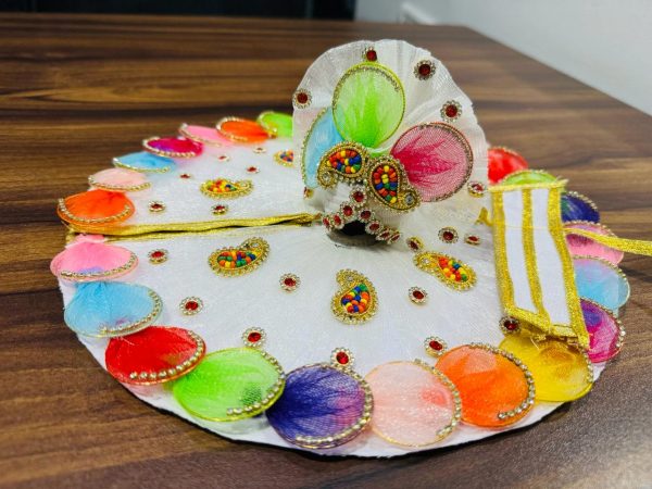 White Color Dress with Colorful stones