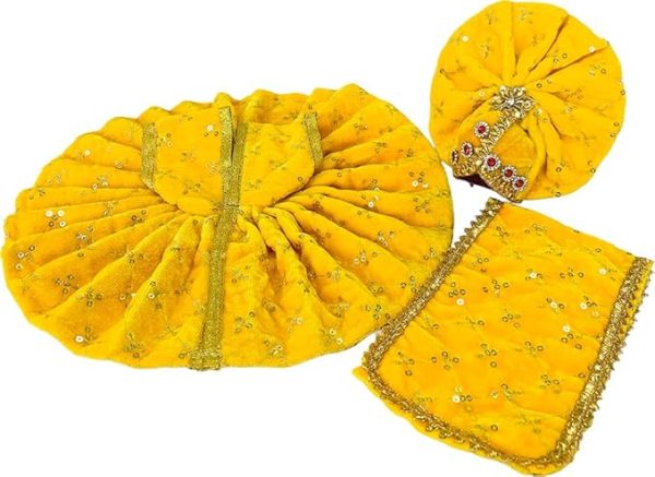 Atharvivan Velvet Laddu Gopal Dress| Mukut | Gold Trim| Floral Embroidered Pattern| Religious Worship Attire|